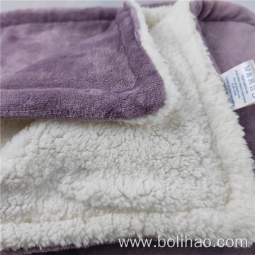 solid flannel and sherpa fleece composite fleece blanket for winter